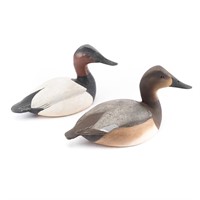 Pair Ward Brothers canvas back working duck decoys