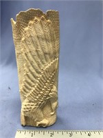 Fabulous 6" fossilized core ivory, relief carving,