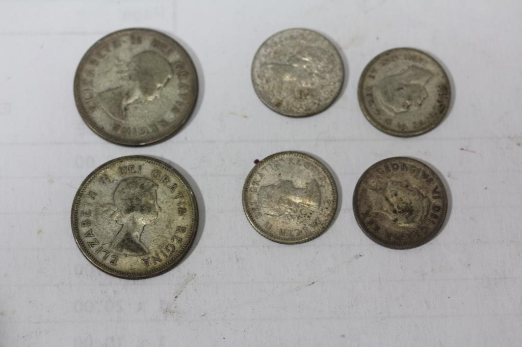 Lot of 6 Canadian Silver Coins