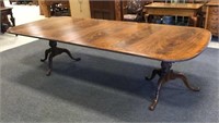 Large Carved Dining Table w/ 2 Leafs