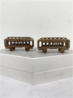 Pair of Early 20thC Cast Iron Passenger Train Cars