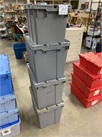 4 TOTES W/ HINGED LIDS