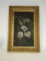 Oil on Board, Painting of Lilies