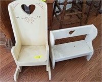 DOLL CHAIR AND BENCH
