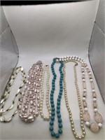 BEADED NECKLACE LOT-SOME VINTAGE