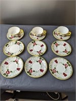Rooster & Roses Saucers & Cups