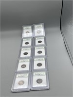 (10) Slabbed Buffalo Nickels