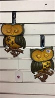 PAIR OF VINTAGE ALUMINUM OWL WALL PLAQUES