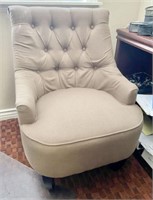 Tufted Beige Fabric Upholstered Chair