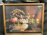 Oak Framed Basket Of Flowers 17.5" W x 21.5" L