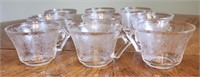 9 Florentine Clear Depression Glass Cups