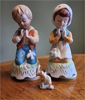 Two Ceramic Turning Music Boxes  9in