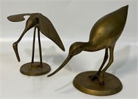 TWO NICE DECORATIVE BRASS BIRDS - SAND PIPERS