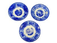 3- Antique Flow Blue Plates