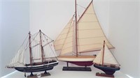 3 SMALL WOOD SAILBOATS