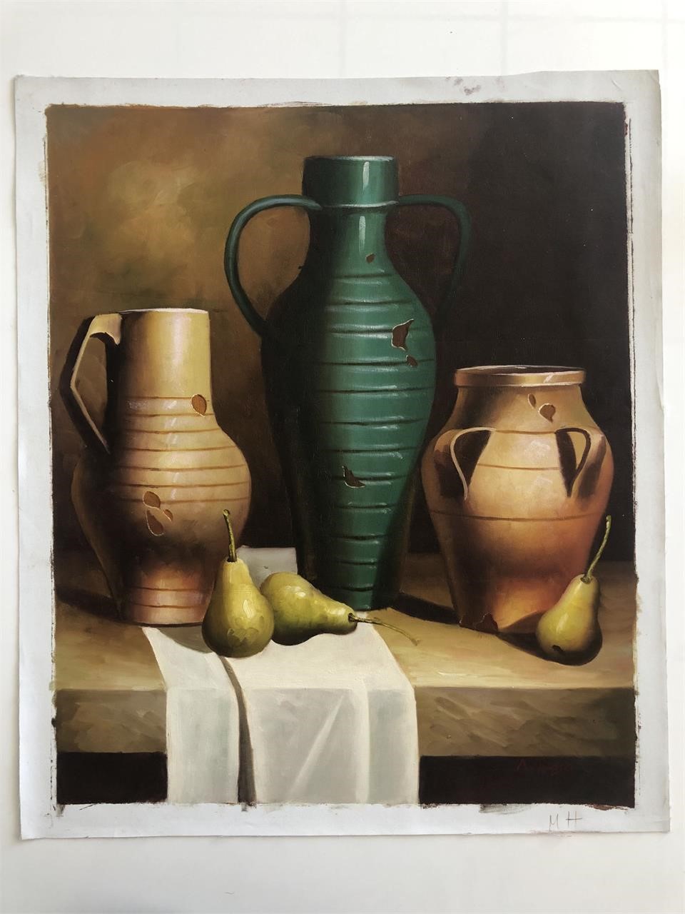 Vases and Pears Still Life original painting on ca