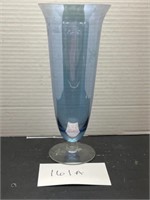 West Virginia Glass Tall Footed Vase, Blue