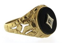 10kt Gold Men's Onyx & Diamond Ring