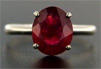 14kt Gold Natural 3.31 ct Ruby Solitaire Ring