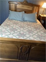 Queen size bed - frame, mattress, headboard,