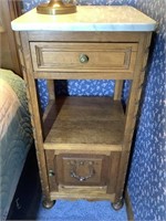 34” x 15” x 15” tall bedside table with marble