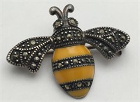 Sterling Silver Marcasite Bee Pin