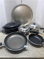 Black speckled enamelware  and cookware