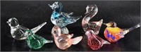 Seven Glass Bird Paperweights Or Figurines