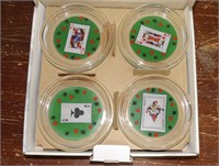 Suits of Playing Cards Glass Coaster Set in Box
