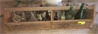 Lot of vintage bottles and toolbox