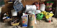 Large lot of lawn and garden tools, chemicals,