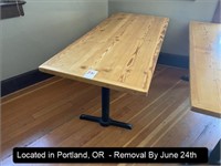 29"X68" DOUBLE METAL PEDESTAL/ WOOD TOP TABLE