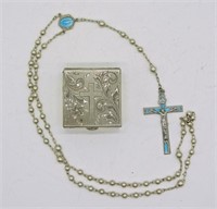 Sterling Trinket Box & Rosary