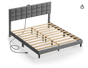 Seventable King Bed Frame with Charging Station