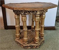 Ornate Gilded Wood Carved End Table