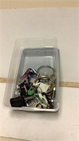 Key rings and contents of container