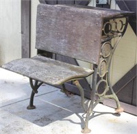 Antique school desk with fold up bench