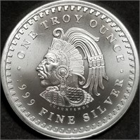 1 Troy Oz .999 Silver Aztec Calendar Round BU