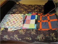 Tacked Cotton Quilt, & (2) Quilt Tops