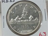 1956 (ms63) Canadian Silver Dollar