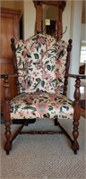 FLORAL SIDE CHAIR ON ROLLERS OVERSIZED