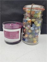 Quart Jar Marbles & Scented Candle