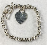 Chain Link SIlver Chain Link Bracelet w Pendant