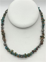 Sterling Silver Turquoise & Jasper Necklace