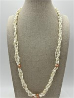Vintage Mother of Pearl & Coral Necklace