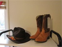 Cowboy Boots Size 12 & Cowboy Hat