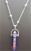 925 stamped 26" Necklace with chakra gemstone