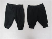 2Pk Baby 0-3M Pants Black