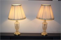 pair crystal lamps 21"h