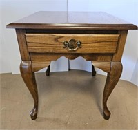 Oak Side Table with Drawer